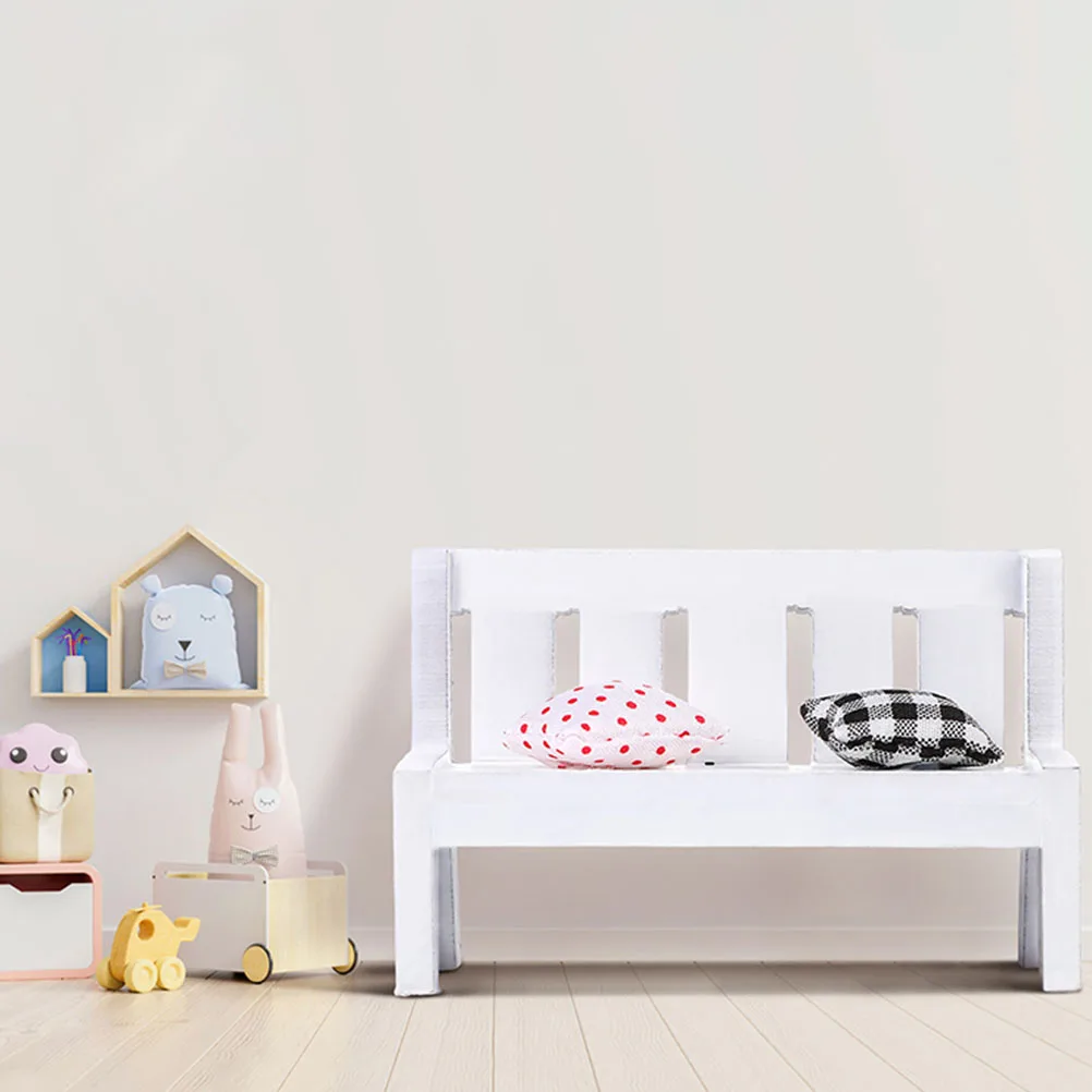 

2 Sets Mini Furniture Model Simulation Chair Lounge Decorative Wooden Bench Prop Exquisite Miniature House Interior Realistic