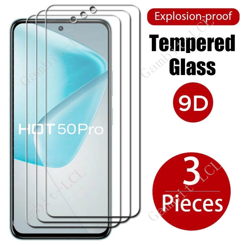 3PCS 9H Protective Tempered Glass For Infinix Hot 50 Pro 4G 6.78