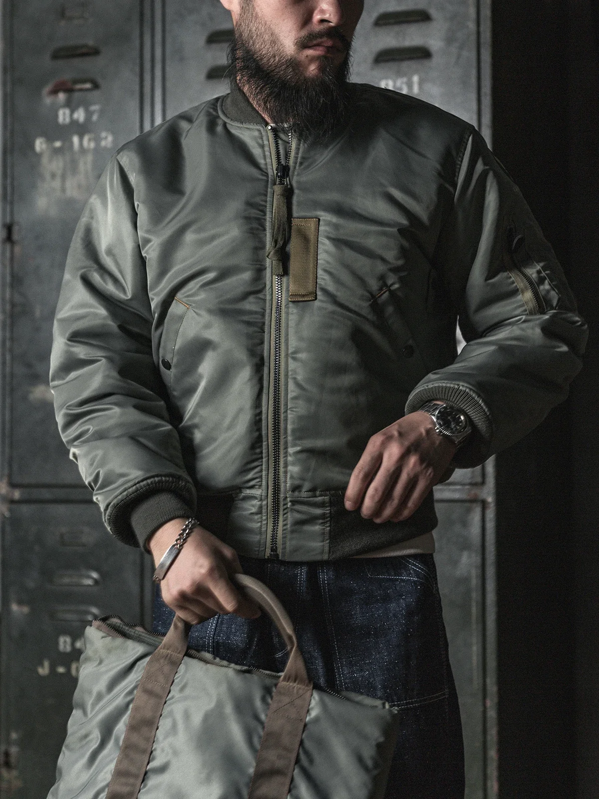 Bronson repro USAF 1955 Ma-1เสื้อแจ็คเก็ตเครื่องบินทิ้งระเบิดทหารสำหรับผู้ชาย50S ฤดูหนาว