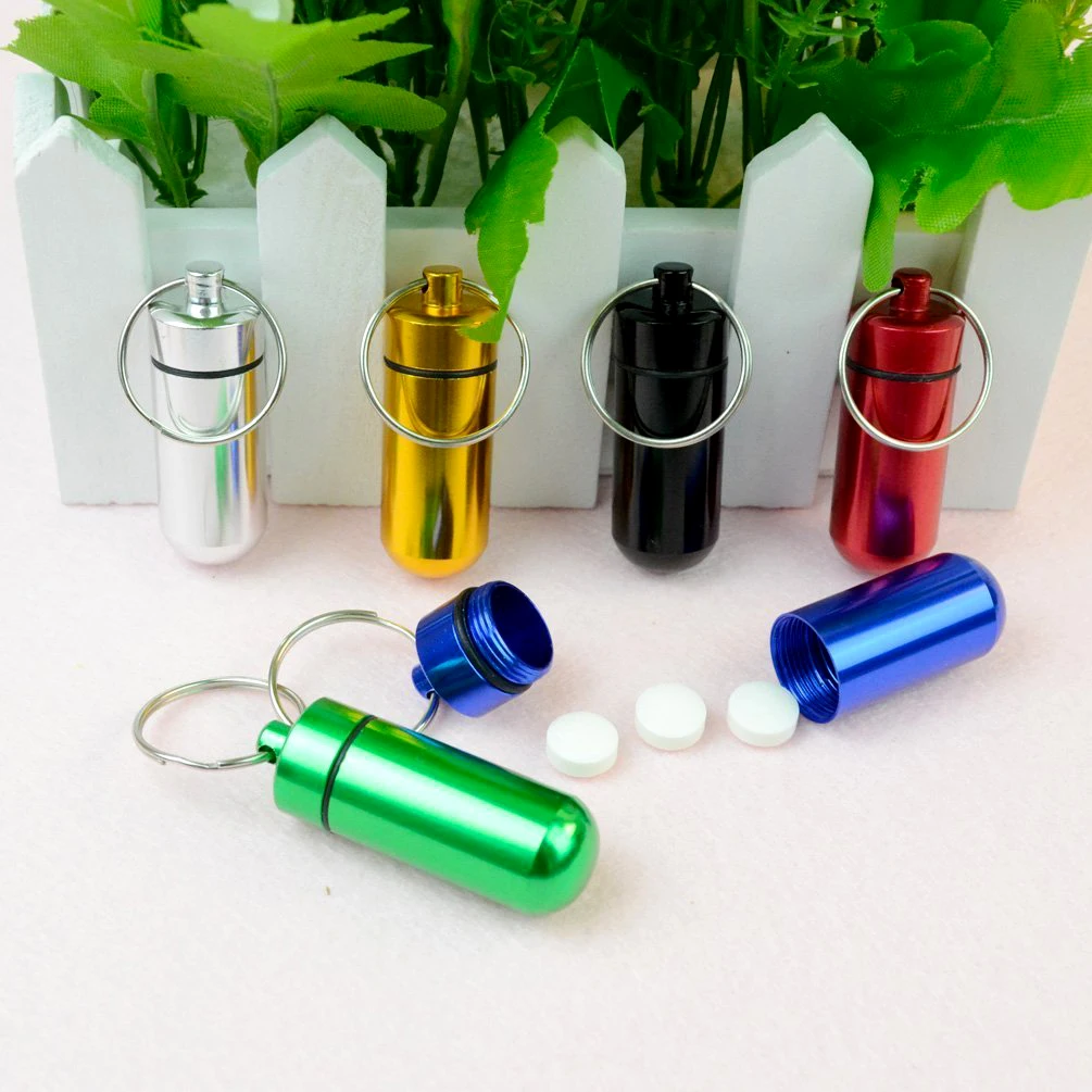 90Pcs Mini Pill Box Keychain Waterproof Aluminum Geocaching Container Tube for Outdoor Camping Travel