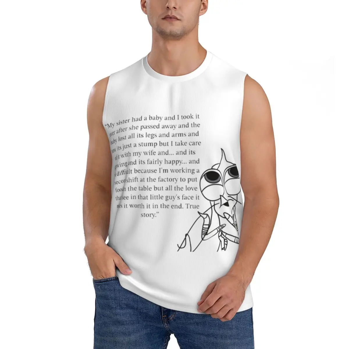 Shark Tales Shrimp Quote Men Sleeveless Tank Tops Quick Dry Breathable Gym Fitness Running Summer Casual Sport Vest