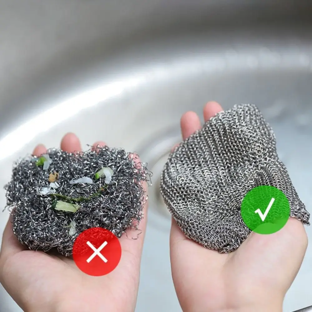 Square Stainless Steel Dishcloth Corrosion Resistant No Residue Pot Brush Hangable Rust-free Pan Rust Remover Bowl