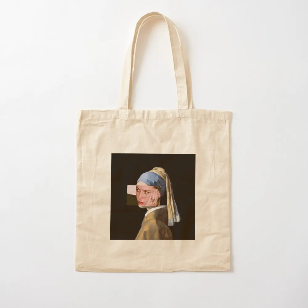 

gillian anderson x pearl earring Tote Bag Portable shopping bag shopping cart bags Women's bags Canvas Tote Bag