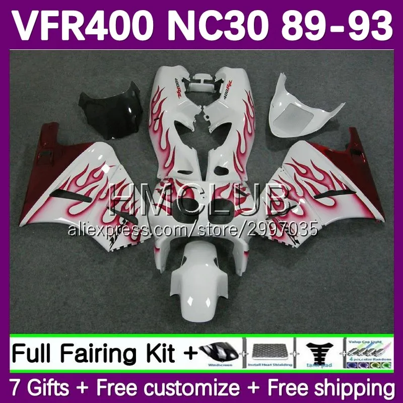 Fairing For HONDA red flames VFR400R VFR400 RVF VFR 400 R RR 400R 1989 1990 1991 1992 1993 42No.51 RVF400R NC30 89 90 91 92 93