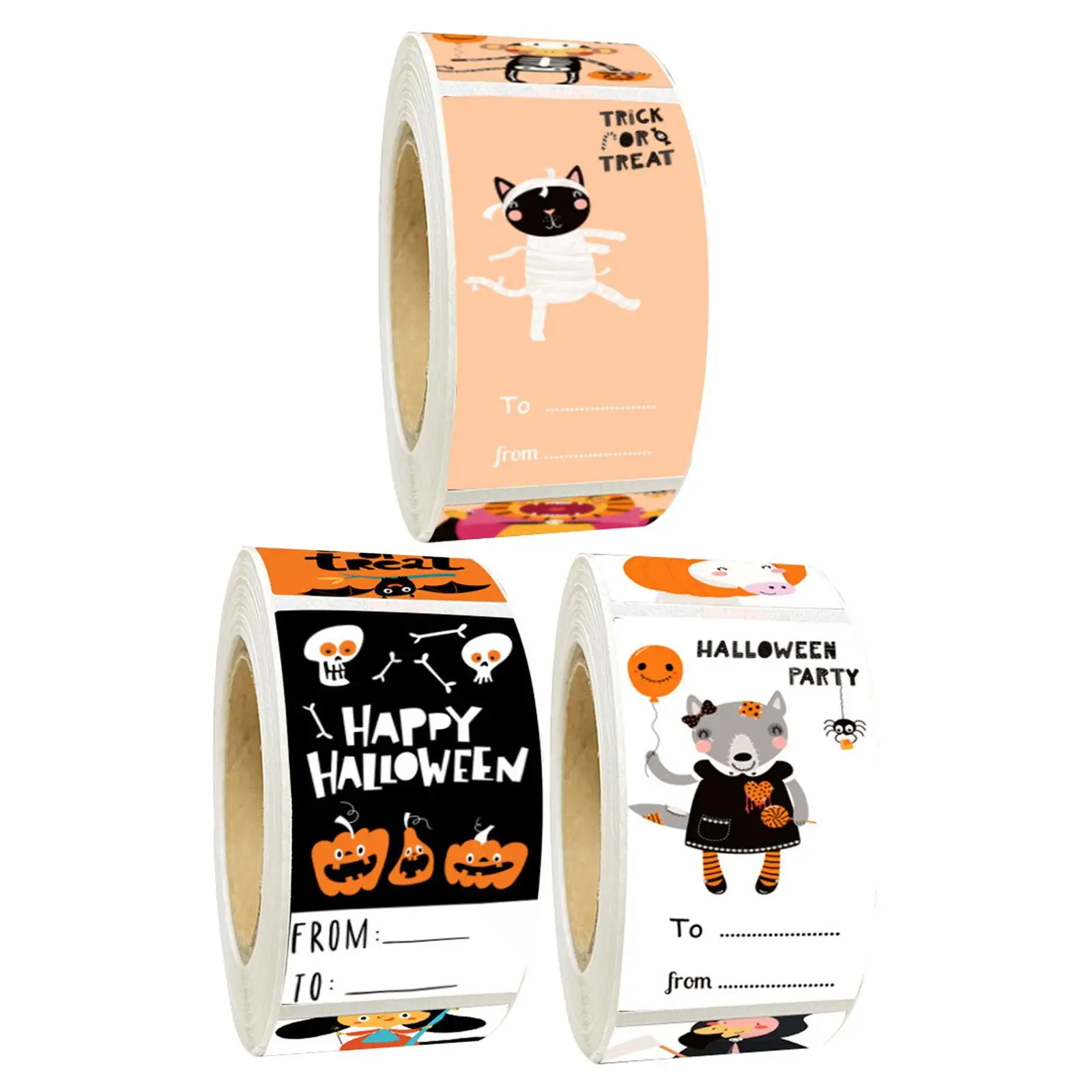 3 Rolls Halloween Sticker Roll Gifts Wrapping Stickers Sealing Decals 1.5inch Label Card Decoration Envelope Seals