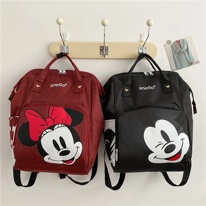 MINISO Disney 2023 New School Bag Female Cartoon Mickey Print Cute Backpack Going Out Convenient Large Capacity Mommy Bag