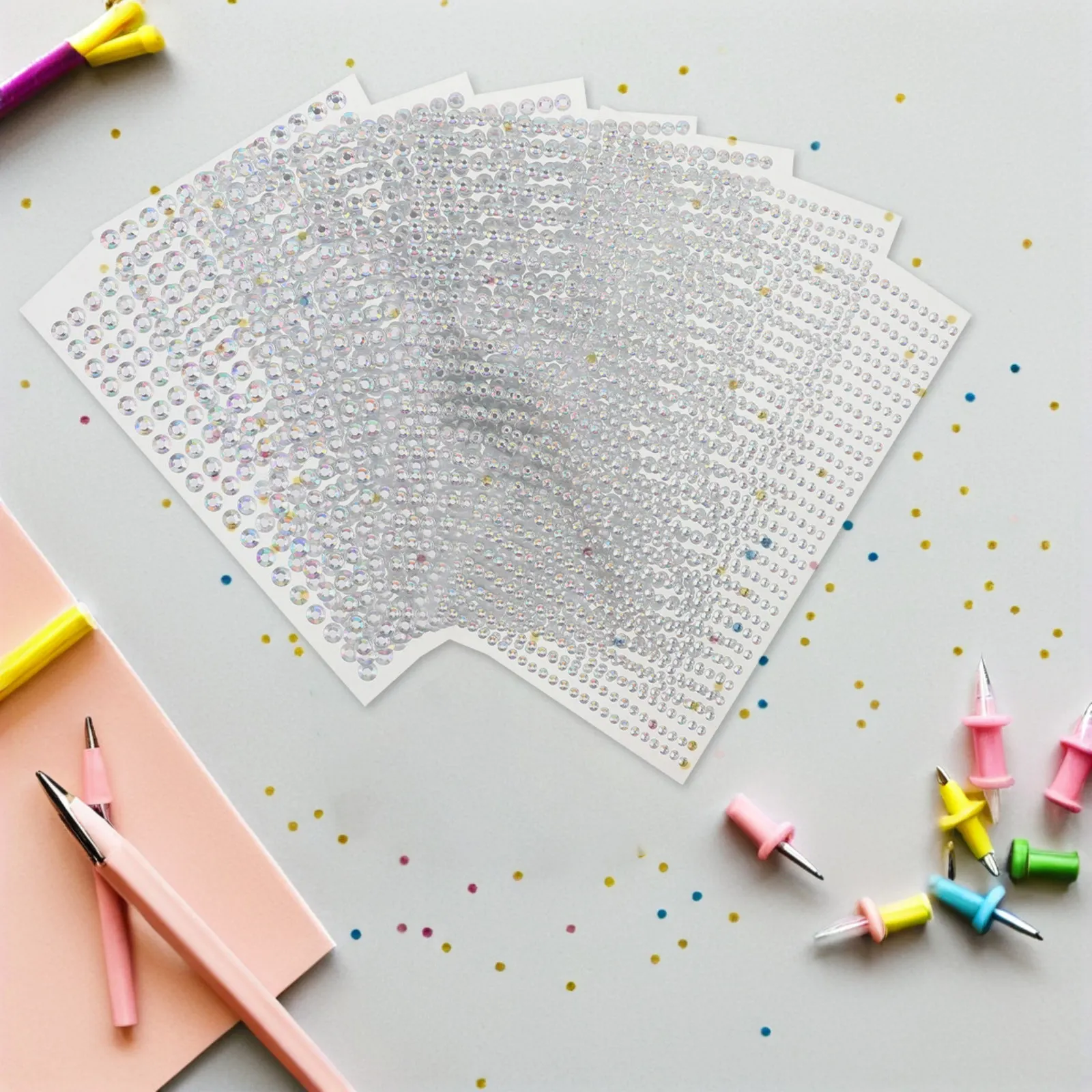 8Sheets Kids Rhinestone Stickers Self Adhesive Acrylic Gems for DIY Craft Scrapbooking Phone Decoration Gem Stickers