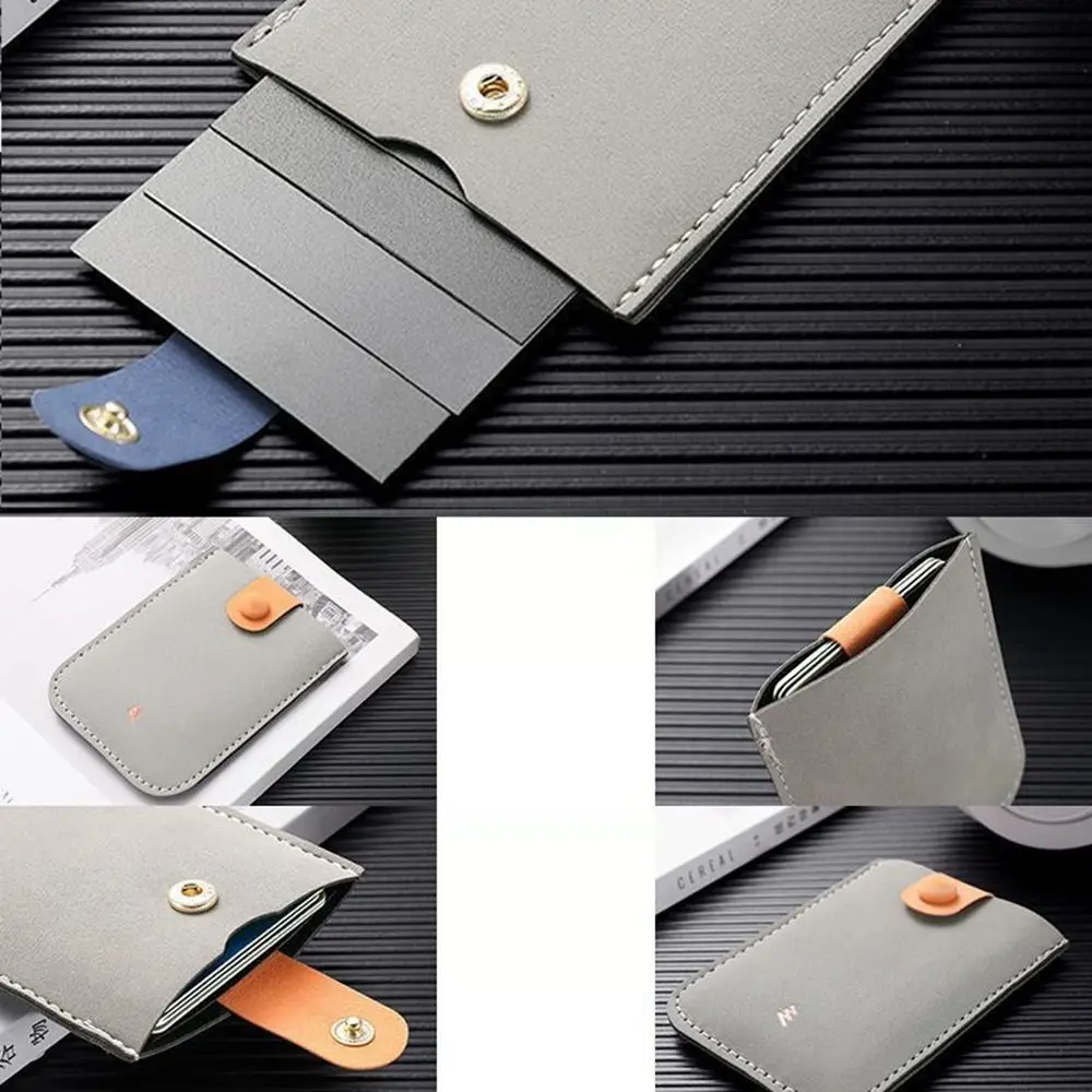 Laminated Concealed Mini Card Wallet Pull-out Type 4 Card Pockets Business Card Case PU Leather RFID Blocking PU Leather Purses