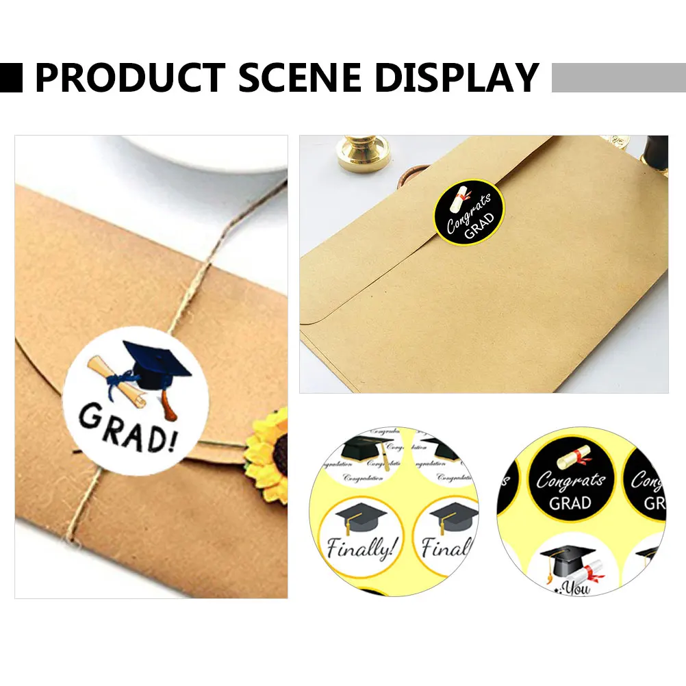 

144pcs Graduation Stickers Season Self Adhesive Decor Paper Candy Bag Gift Package Party Favor Labels Scrapbook Arts