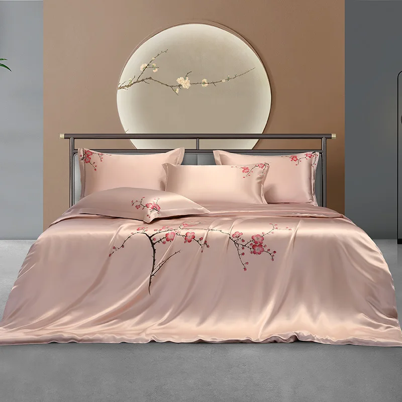25 mmi sheets thickened, mulberry silk four-piece silk bedding Chinese wedding width