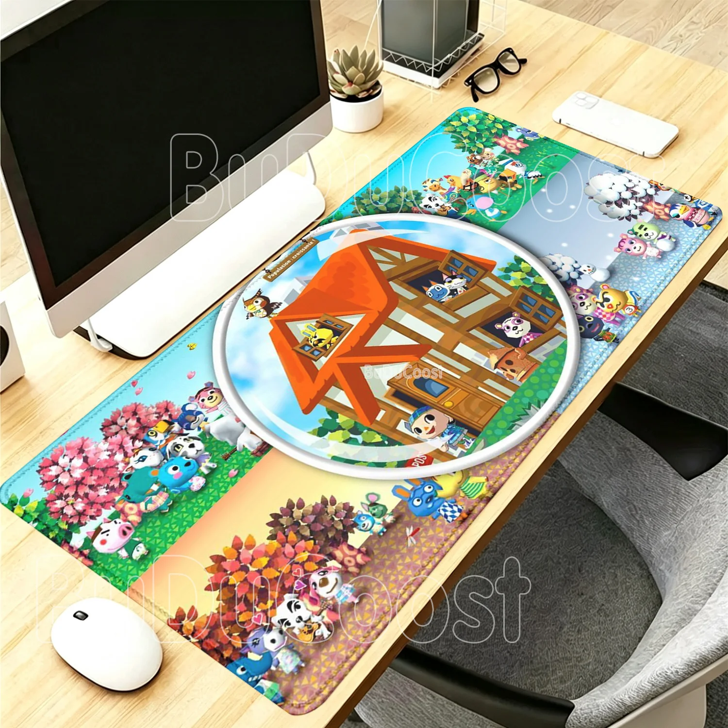 Large Animal Crossing‌ Kawaii Mouse Pad Non-Slip base Gaming Cute Cartoon Office e-sports Mousepad HD Printing overlock Desk Mat