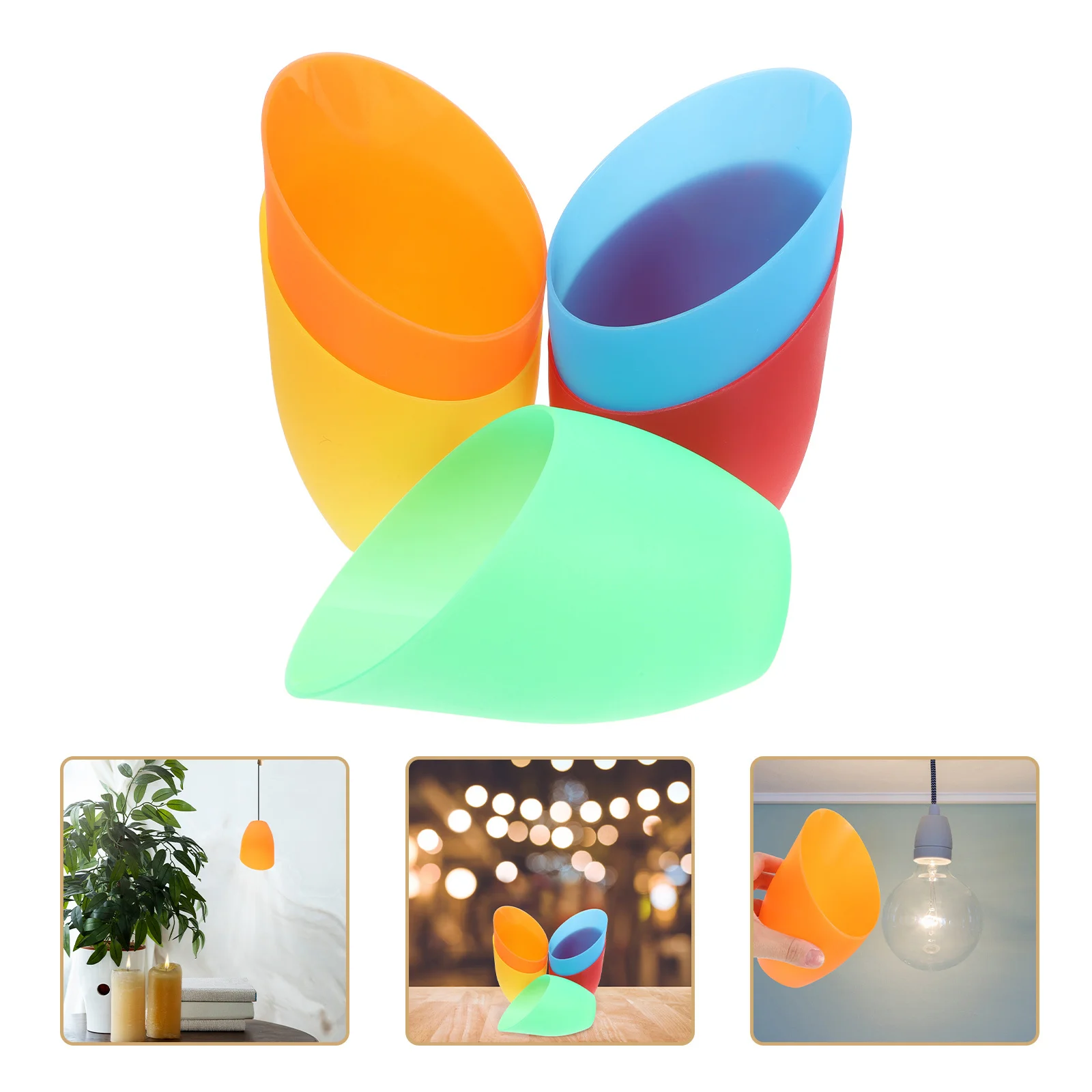 

5Pcs Horseshoe Plastic Lampshade Multicolor Inclined Replacement Lamp Shade for Pendant Floor Desk Table Office