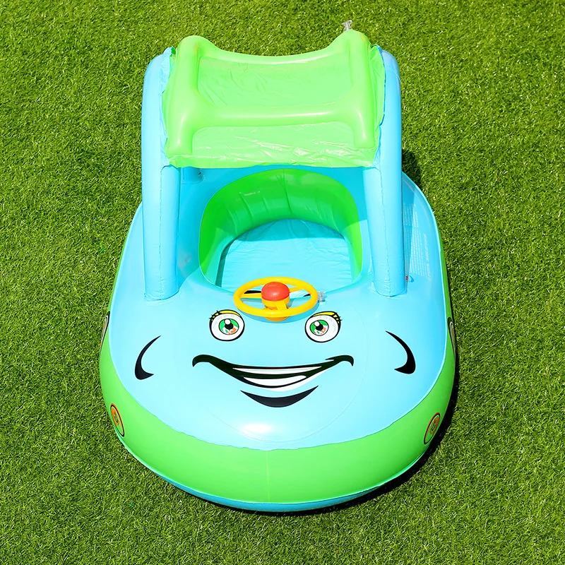 Inflatable Baby Swim Ring Seat Floating Sun Shade Toddler Swim Circle Outdoor Swimming Pool Bathtub Beach Party Summer Water Toy