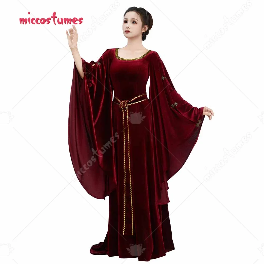 Disfraz de Bruja Malvada para Mujer, Vestido Renacentista de Terciopelo con Cinturón, Disfraz de Halloween