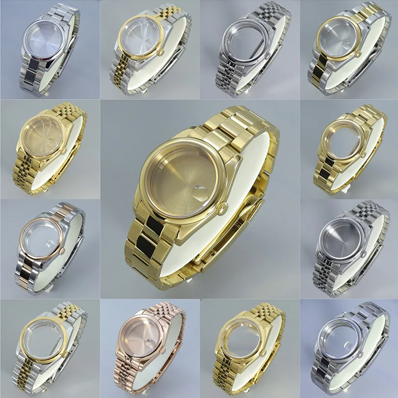 

36mm/39mm NH35 Sapphire Crystal Watch Case Strap parts Water Resistanst For nh35 nh36 nh34 nh38 Miyota 8215 Automatic Movement