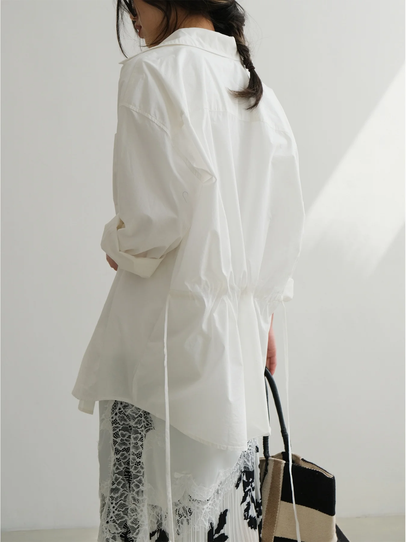 

Свободная женская рубашка из чистого хлопка на шнурке, удобная, дышащая, в непринужденном стиле, с длинными рукавами, повседневный женский топ