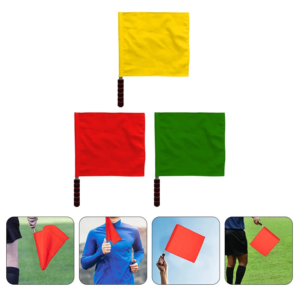 

3 Pcs Flag Signal Emblems Soccer Referee Flags Polyester Cotton Commanding