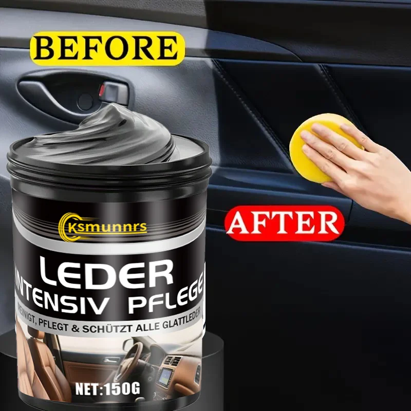 A black interior leather repair cream, car dashboard wax repair agent, tire shine paste, leather sofa seat care, car maintenance