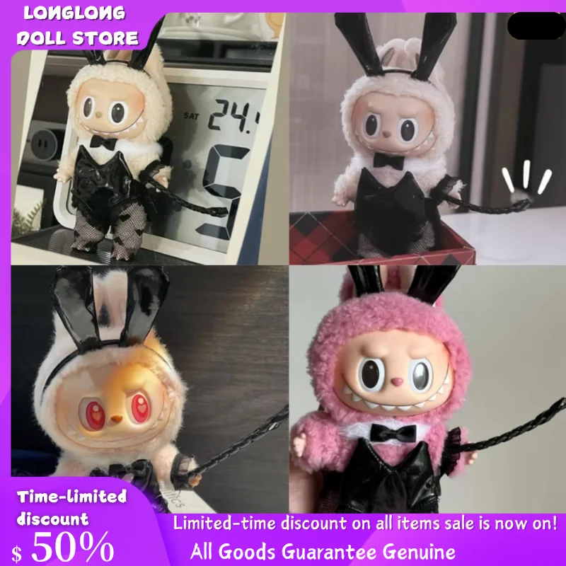 

For Labubu V1 V3 Doll Clothes Cute Rabbit Girl Fun Doll Clothes Black Silk Doll'S Costume Decoration Accessories Gift