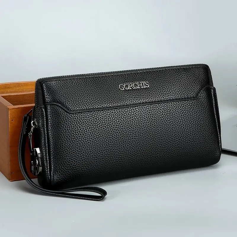 Luxury Men's PU Leather Clutch Bag Password Lock Handbag Business Travel Wallet Male Wristlet Card bag and phone bag