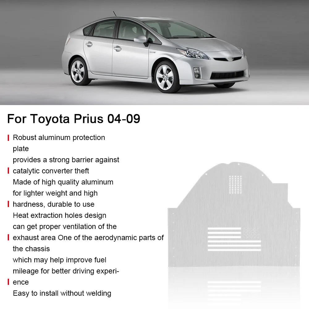 Aluminum Catalytic Converter Shield Protection Defender For Toyota Prius 2004 2005 2006 2007 2008 2009 Anti-Theft Accessories