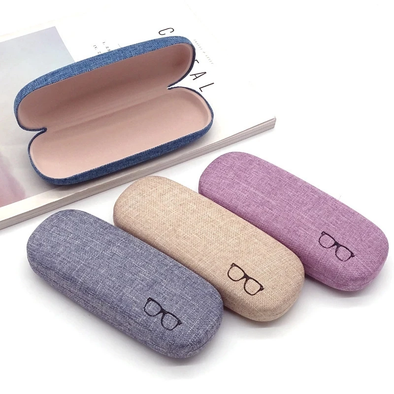 Fashion Glasses Case Hard Shell Linen Fabrics Eyewear Cases Cover Protective for Men Women Sunglasses Eyeglasses Box