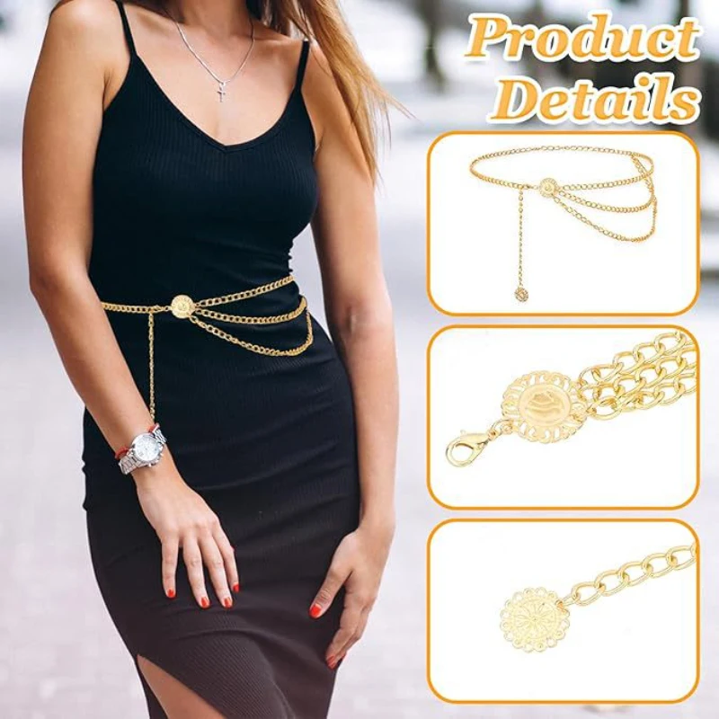 

New 100cm Bohemia Gold Silver Rhinestone Fringe Waist Women Fashion High Slim Metal Chain Dress Decor Body Belt