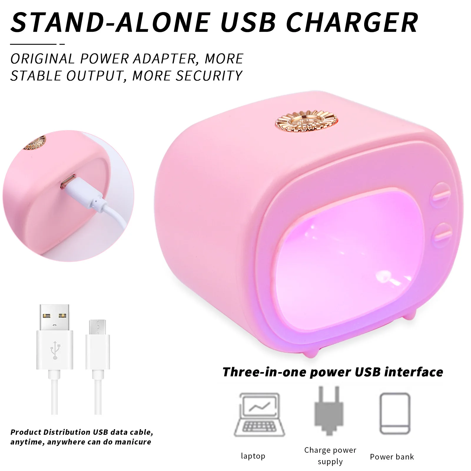 16w Mini TV Manicure Lamp Uv Light for Gel Nails USB Polish Gel Baking Lamp Small Portable Not Black Handed Phototherapy Lamp