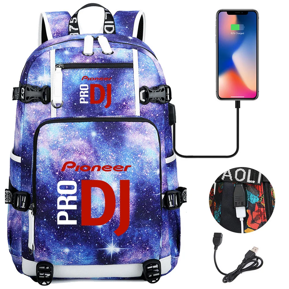 

Pioneer Pro Dj Bookbag Waterproof School Bags USB Charging Laptop Backpack Unisex Travel Bagpacks Mochila