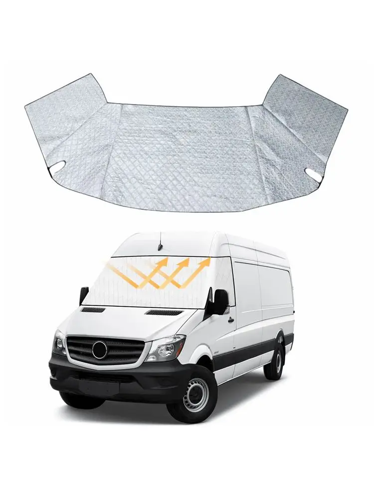 Voorruit Cover Voor Mercedes-Benz Sprinter 2006-2018 / 2018-2025 VW Crafter, 600D Oxford Weerbestendige Anti-Diefstal Sneeuw Cover - afbeelding 2