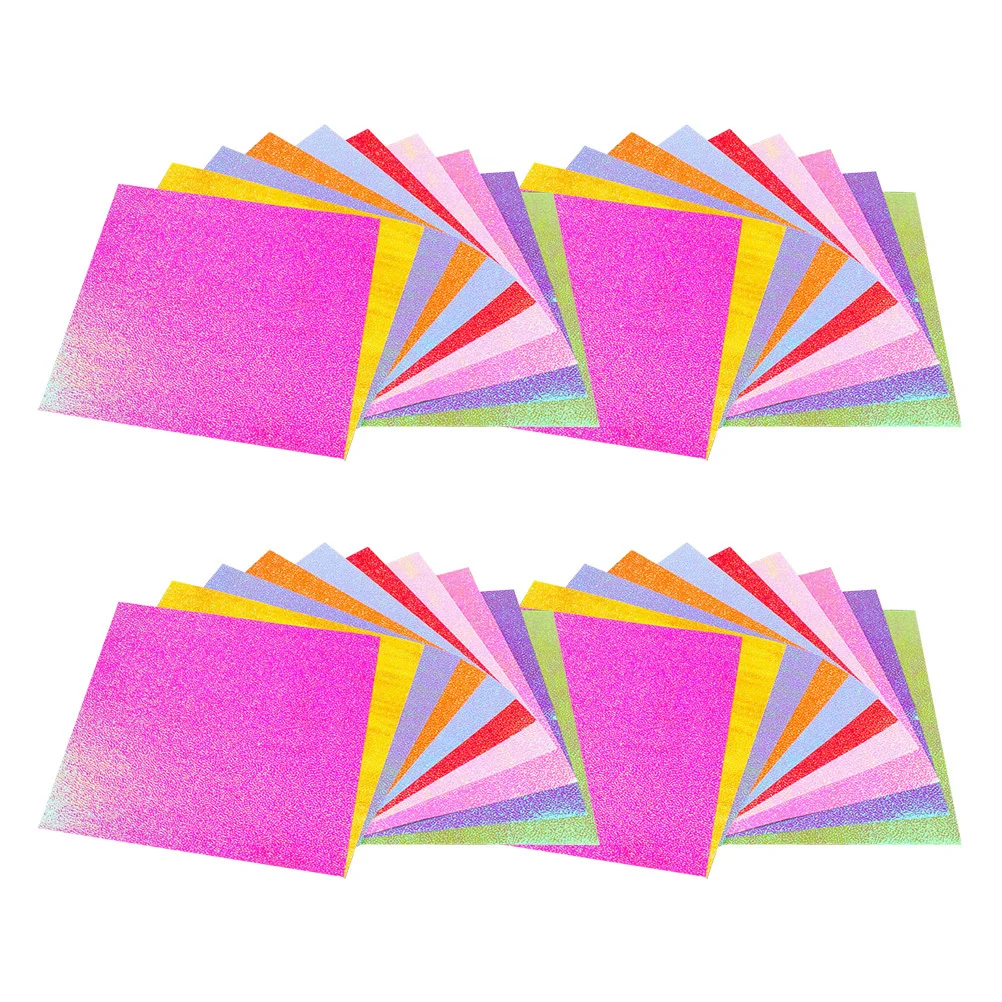100 Stück glitzerndes, handgefertigtes Origami-Papier, umweltfreundliches Faltpapier für DIY-Bastelarbeiten, Kunstbedarf, Faltpapiere
