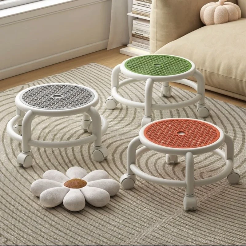 

Portable Step Bathroom Chair Mobile Household Small Stool Universal Wheel Small Stool Pulley Low Stool Round Stool with Wheels