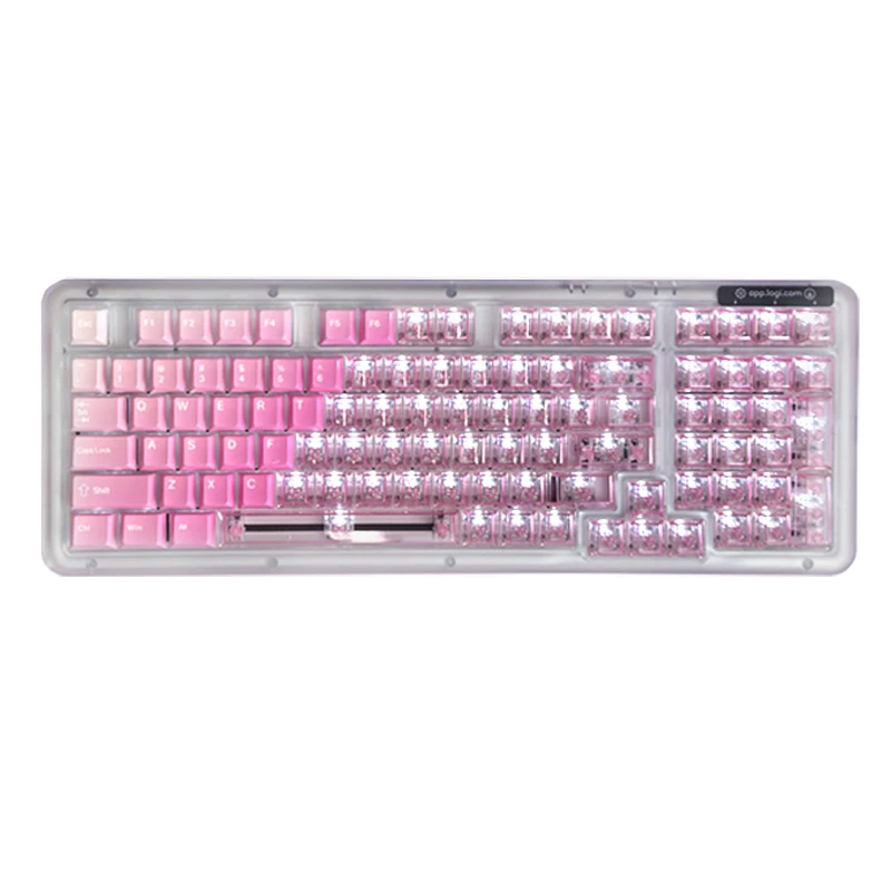 أغطية مفاتيح شفافة متدرجة زهر الكرز لمفاتيح Pbt Pc 164، وردي وأزرق لمجموعة أغطية مفاتيح مخصصة للوحة المفاتيح Aula #6