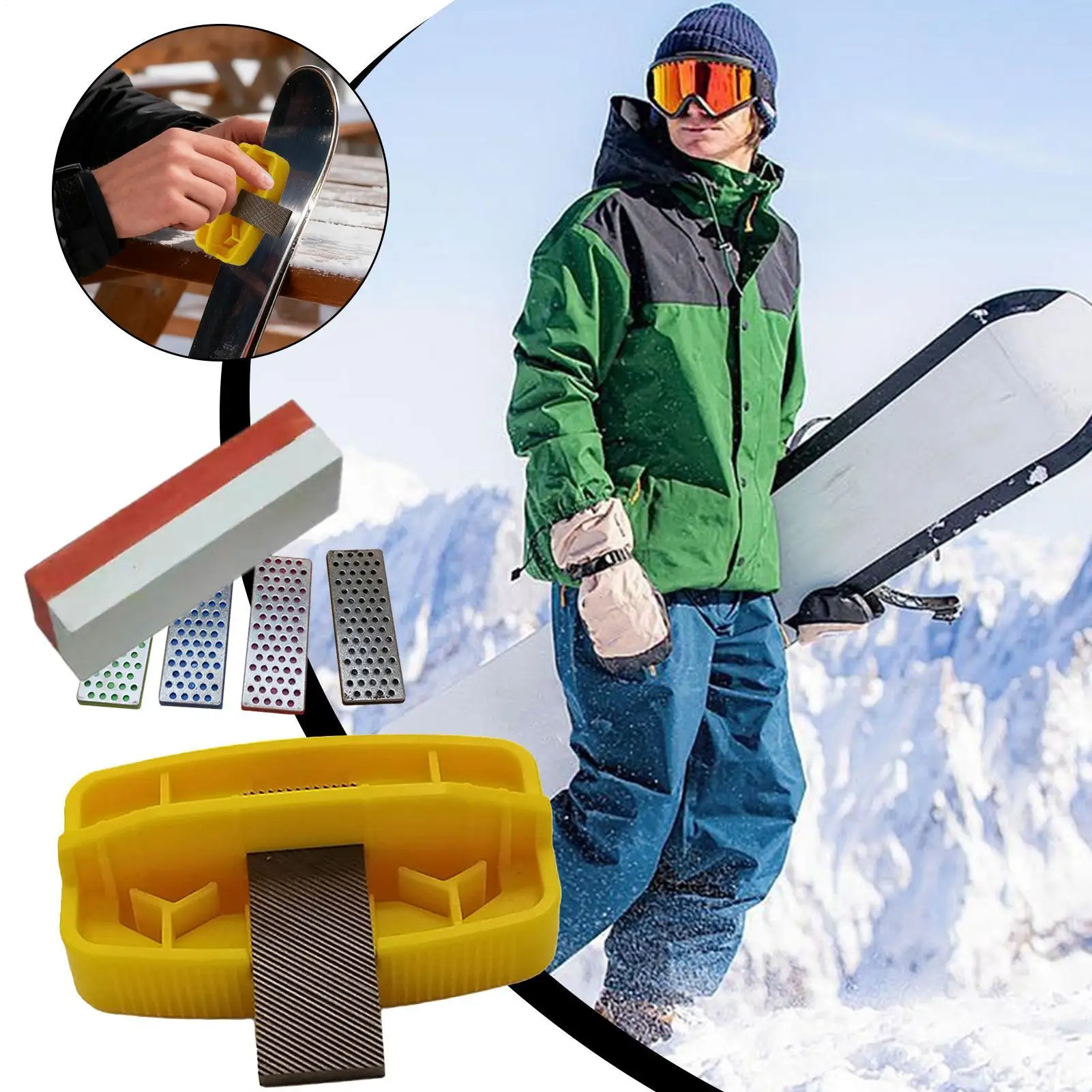 Ski Edge Tuner Ergonomic Alloy Sharpening Set for Maintenance Family Friend Outdoor Sports Skiing Snowboarding Winter