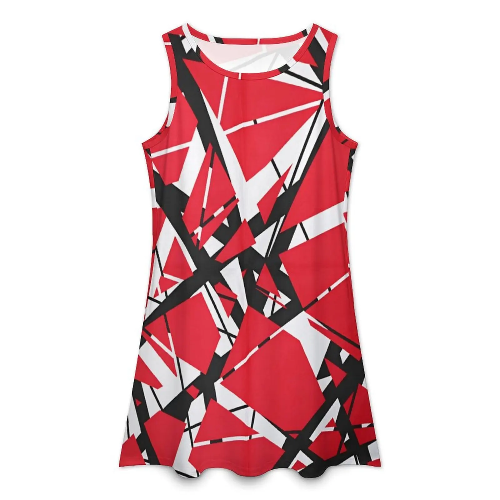 Van Halen Red And White Abstract Painting With Black Lines Tank Dress  Streetwear Dresses Summer Pattern Modern Dress Vestido