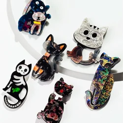 New Cute Acrylic Cats Brooches for Women Lovely Cartoon Big Resin Animal Brooches Lapel Pins Badges Clothing Jewelry Gifts