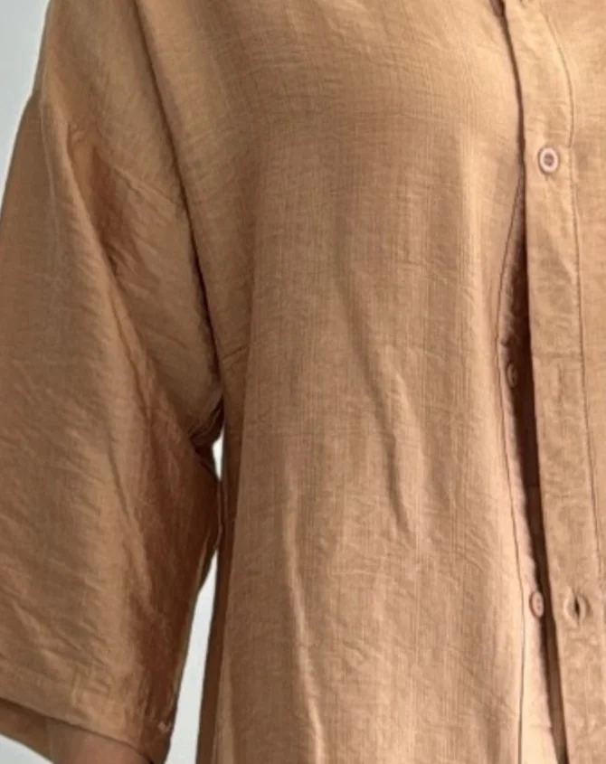 Conjunto de dos piezas para mujer, blusa frontal con botones de manga larga y cuello vuelto, Top y pantalones cortos informales con cintura elástica, primavera 2025