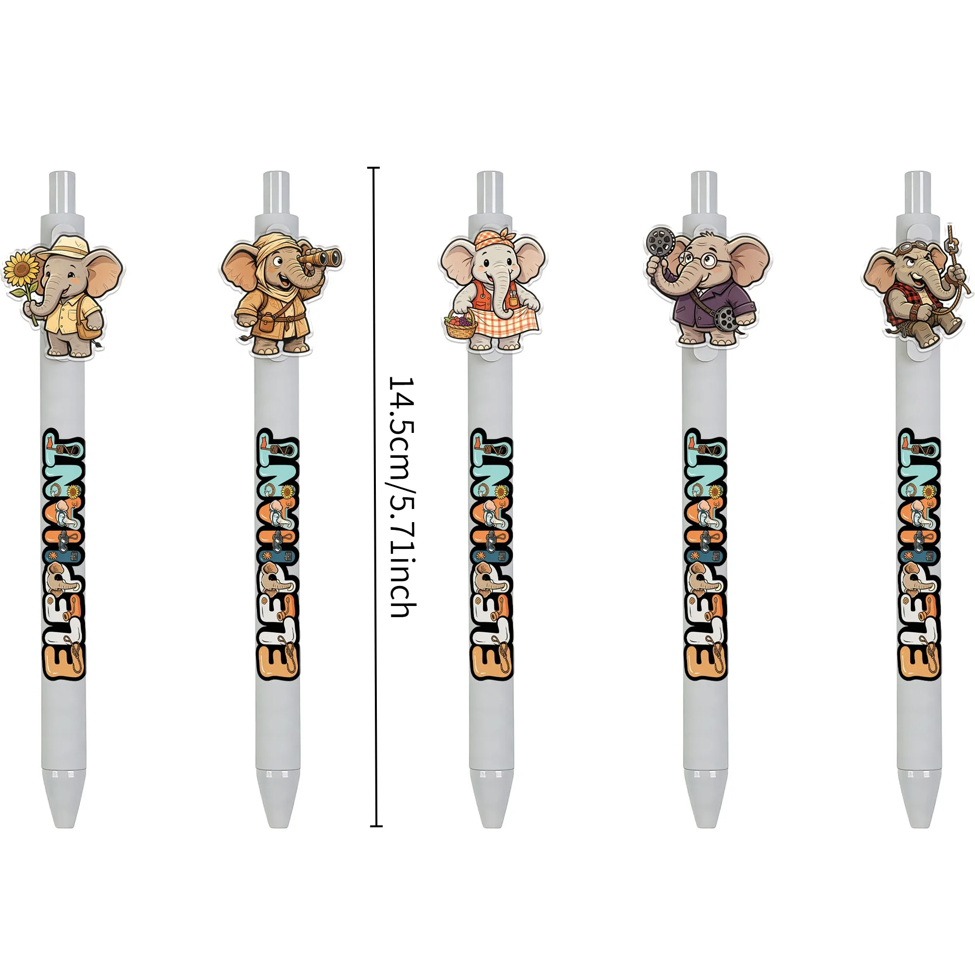 14Pcs Elegant Elephant-Themed Acrylic Ballpoint Pens with Artistic Elephant Pattern Design, Smooth Writing, Suitable for Office Use, Daily Use, and as Gifts, Convenient to Use, Random Patterns