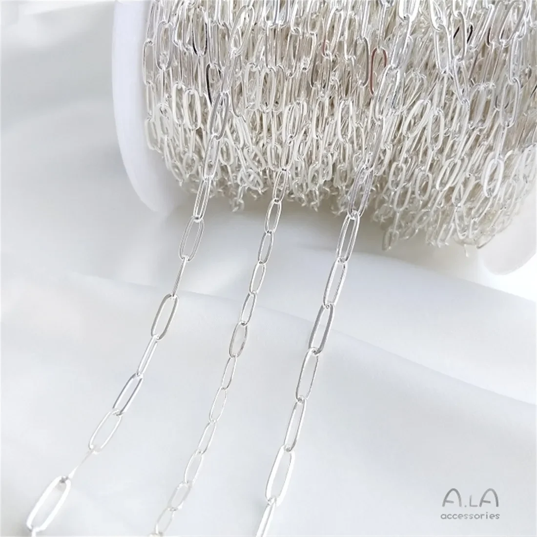 الفضة مغطاة سلسلة طويلة O سلسلة مستطيلة البيضاوي الفضة اليدوية سلسلة سوار ذاتي الصنع قلادة مجوهرات سلسلة فضفاضة B634 #1