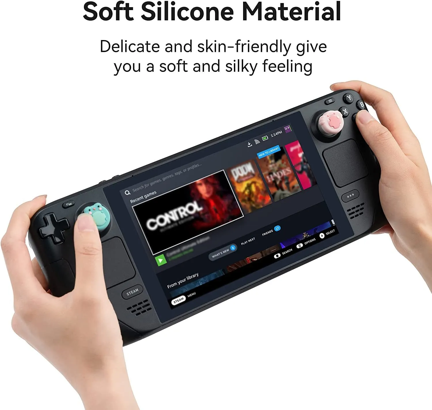 GeekShare-Tapas de agarre de pulgar para cubierta de vapor, cubierta de Joystick Axolotl de rana bonita, tapas de palo de pulgar, corazón de crema, silicona, 4 piezas, tema Animal