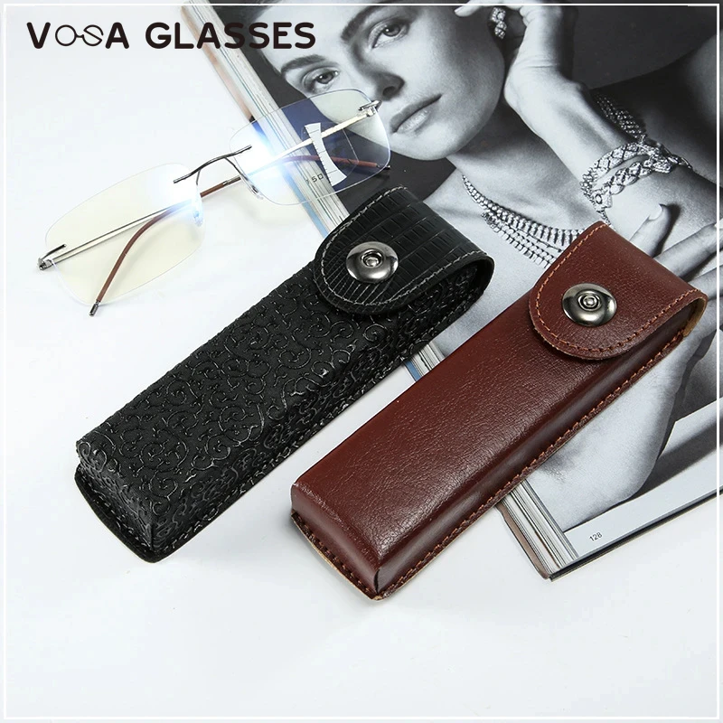 Classic Leather Presbyopic Glasses Case Women Elegant Leather Glasses Box Suitable for Narrower Glasses Sunglasses Case