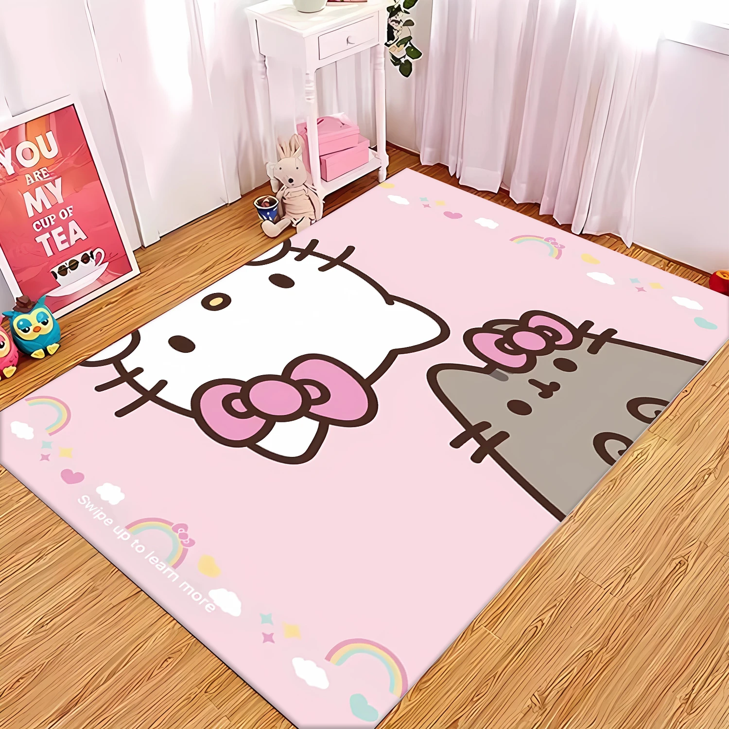 Pusheen Flannel Carpets Anti-slip Floor Mats Cartoon Anime Fat Cats Kitchen Door Bath Rectangle Doormats Home Decorations Gift