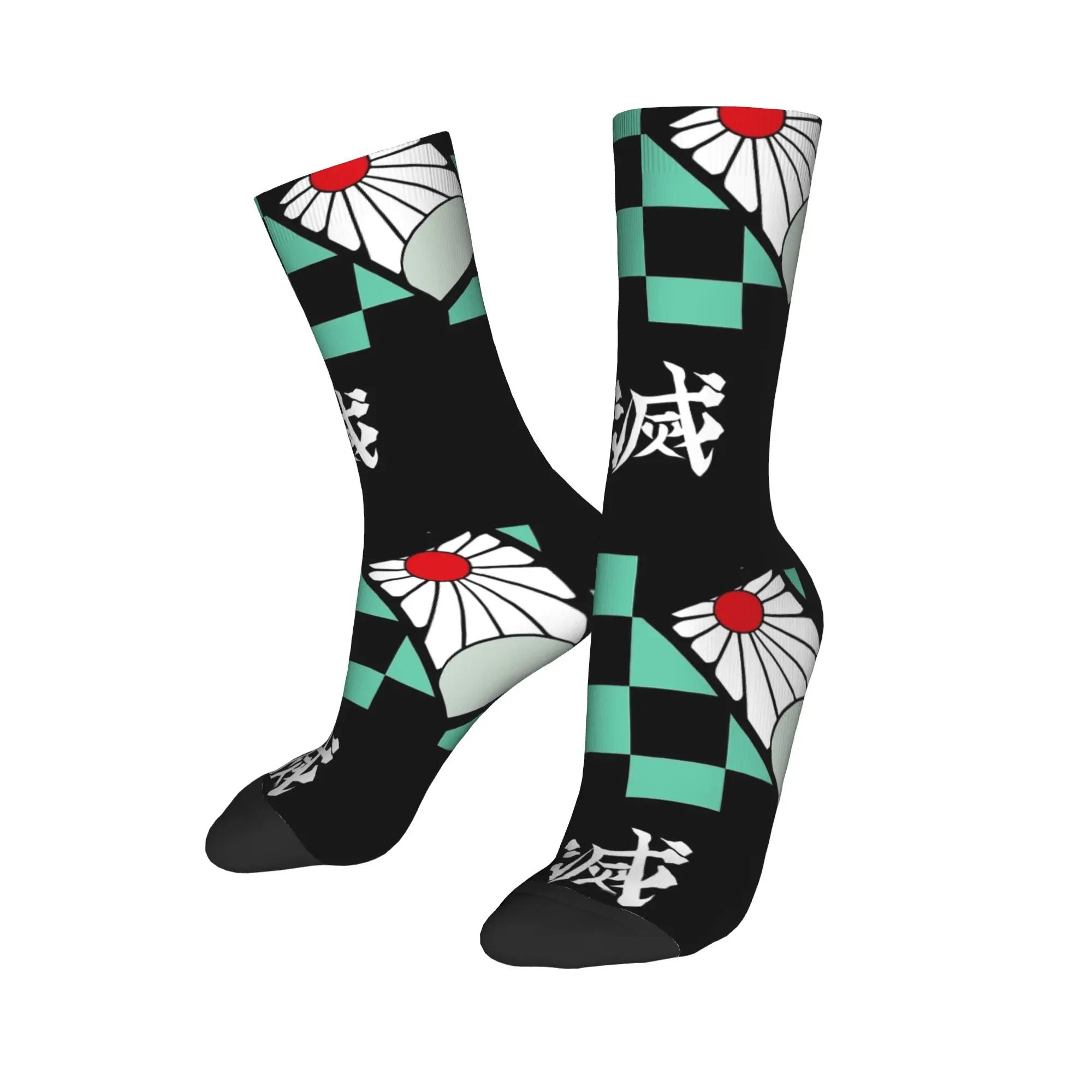 Crazy Design Demons Slayers Anime Skateboard Socks  Polyester Crew Socks for Unisex Breathable
