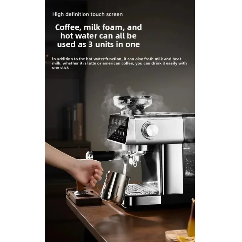 Stainless Steel Coffee Machine Espresso Maker Grinder Steamer Hot Water Dispenser All in One Home Office - view 6