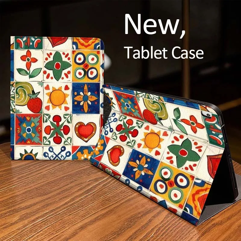 

Colorful Ceramic Tile Pattern For iPad Pro 10th 11th 5th 6th 7 8 9 2 gen 11 13 M4 M5 10.2 9.7 12.9 10.5 10.9 Inch Tablet Case