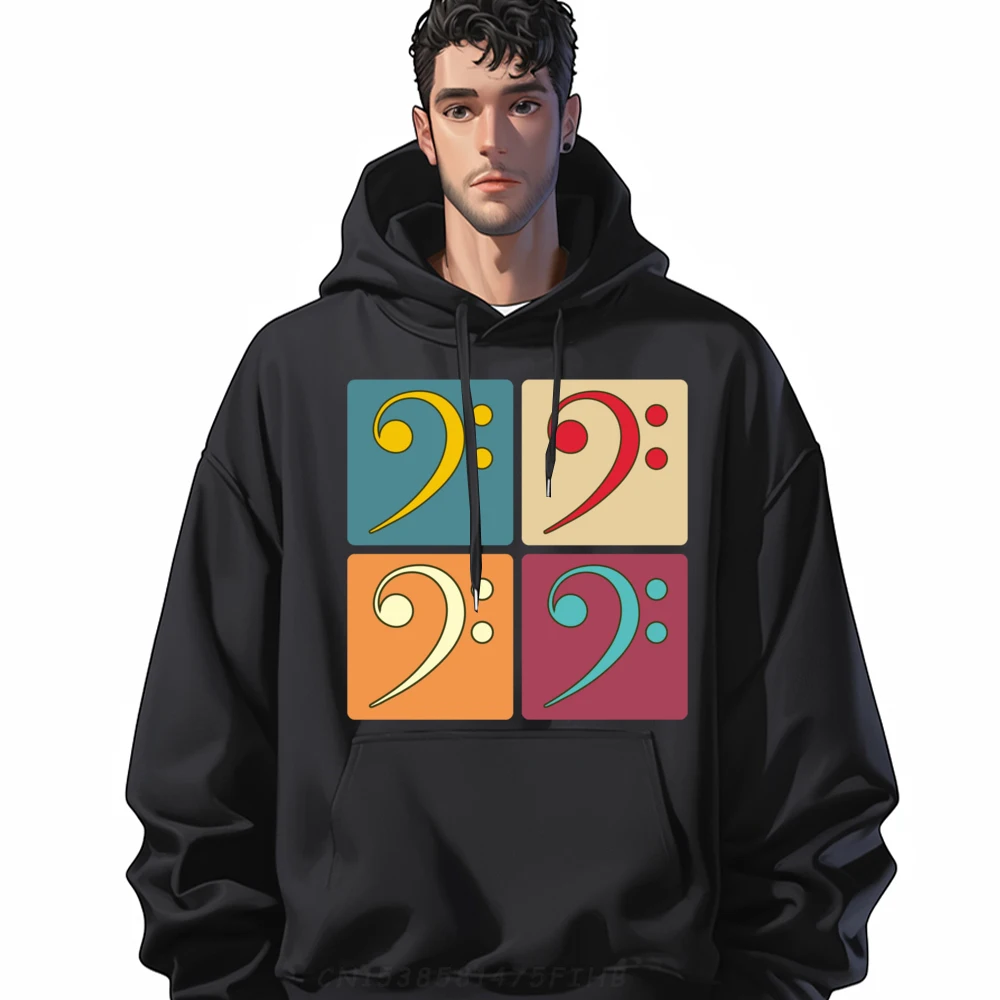 

Print Hoodies Classic Long Sleeve Men Hoodies Art Bass Clef Musician Musical Casual Fashion Hoodies Round Collar
