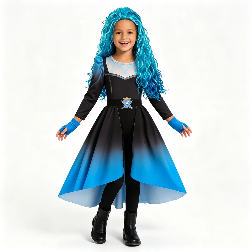 Descendants Princess Chloe Girls Outfits Halloween Cosplay Masquerade Performance Carnival Children's Costume Party Kids Clothes