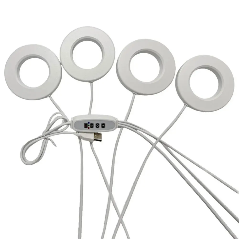 

10 Dimming Levels Hanging LED Plant Light Adjustable 1/2/3/4 Head Under Cabinet Plant Lamp Self-adhesive Ring Lamp