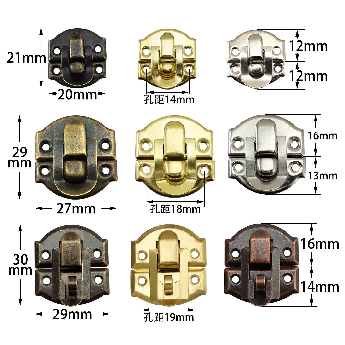 Wholesale Mini Metal Hasp Latch Lock Buckle for Wooden Jewelry Box Decorative Wine Case Chest Gift Hardware Fitting