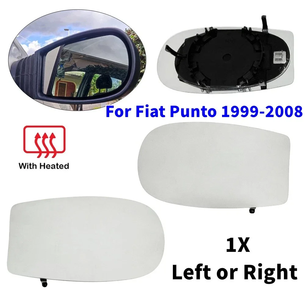 For Fiat Punto 1999-2008 1x Left Right Side Rear View Lens Split Mirror Heated Door Glass Rearview Accessories Vehicle